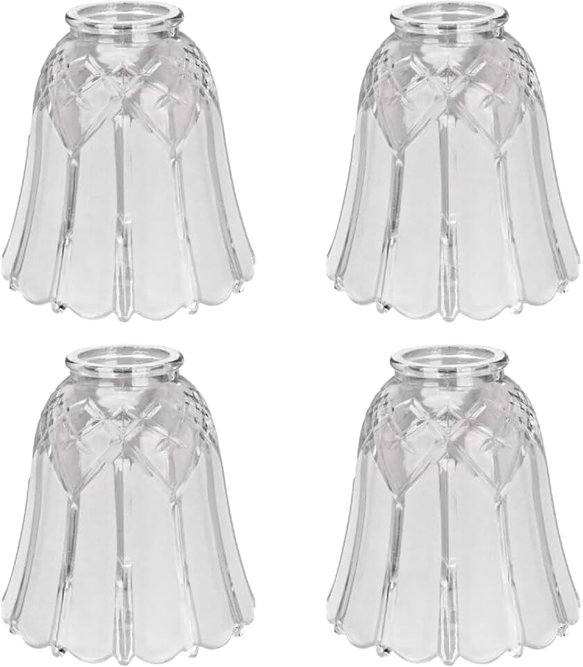 Aspen Creative 23107-4 Transitional Clear & Sandblasted Ceiling Fan Replacement Glass Shade, 2-1/8" Fitter, 4-3/4" Diameter x 4-3/4" Height, 4 Pack