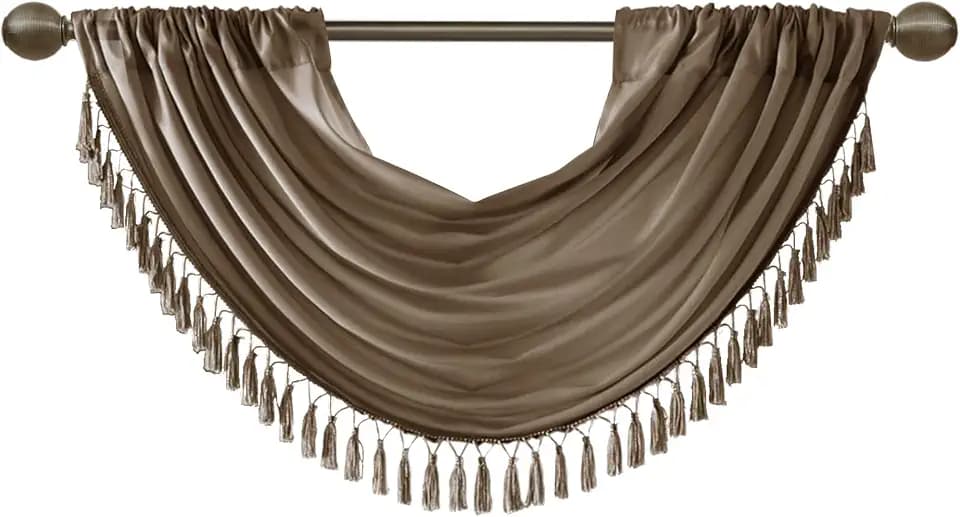 Madison Park Faux Silk Waterfall Window Valance, 1 Panel 38x46 Bronze