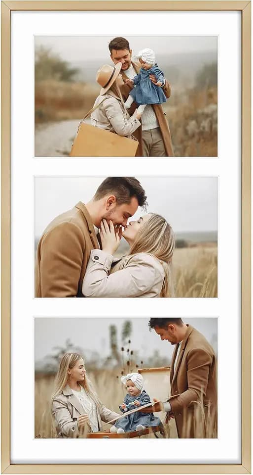 Frametory 8.5x16.3 Gold Aluminum Collage Frame for 5x7 Pictures 1 Pack