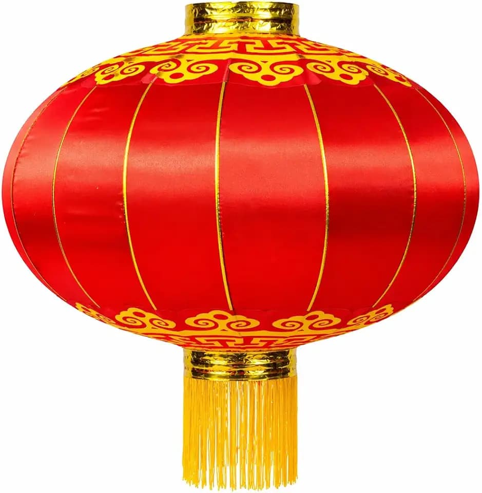 Large Chinese Lantern, Red Traditional Hanging Lamp Shade China New Year Spring Festival Decoration Cloth Lighting (32")