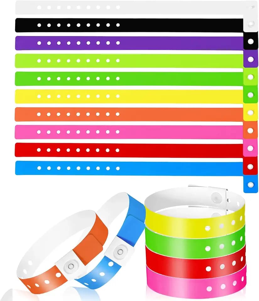 60 Pcs Vinyl Wristband in 10 Colors, Plastic Wristbands for Events, Neon Plastic Event Wristbands, Colored Bracelet Wristband for Events, Concerts, Carnivals, Nightclubs, Bars, Park