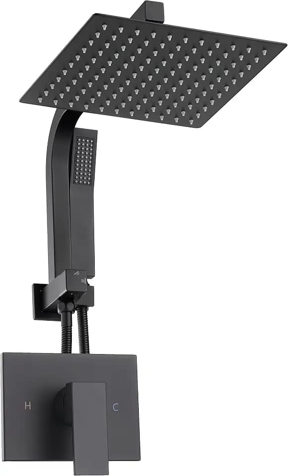 Matte Black Shower Faucet Set,10 Inch shower head with handheld combo