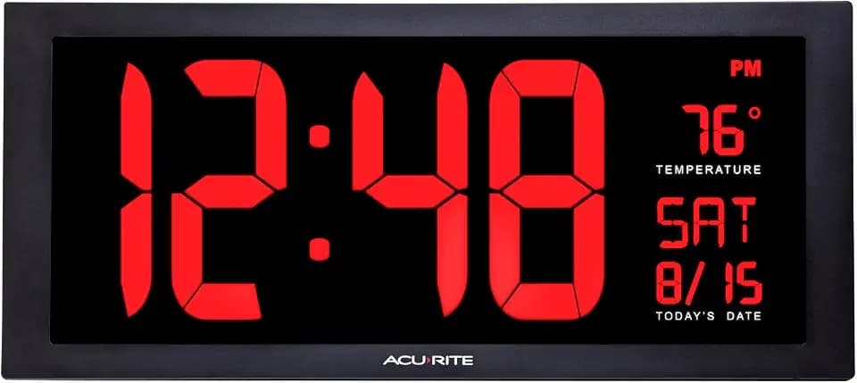 AcuRite (75100MA1 18" Red LED Digital Indoor Clock with Date, Temp