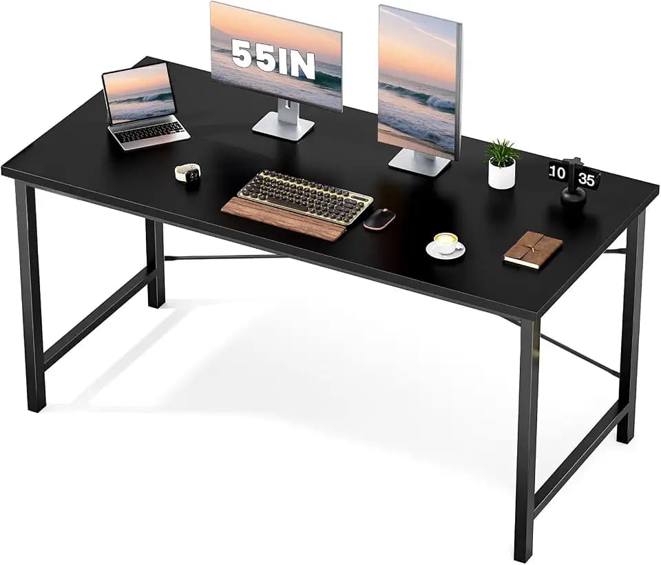 Sweetcrispy 55-Inch Computer Desk for Bedroom, Black