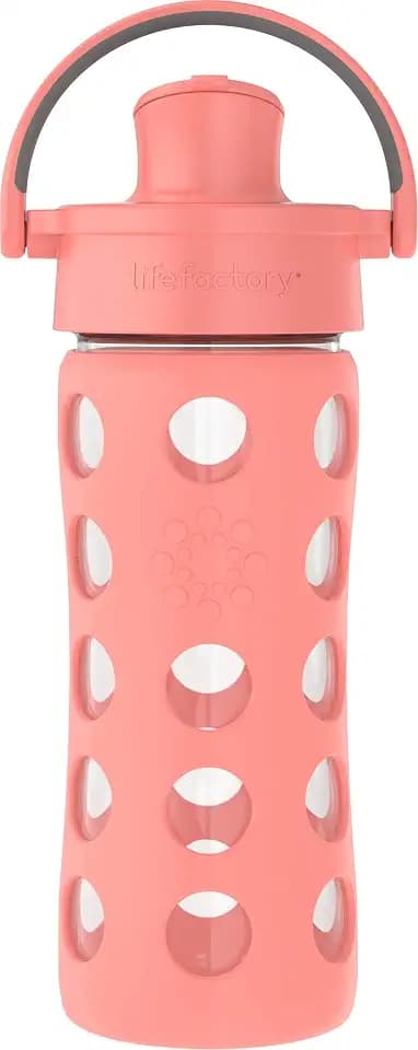 Lifefactory 12oz Glass Water Bottle with Active Cap, Cantaloupe