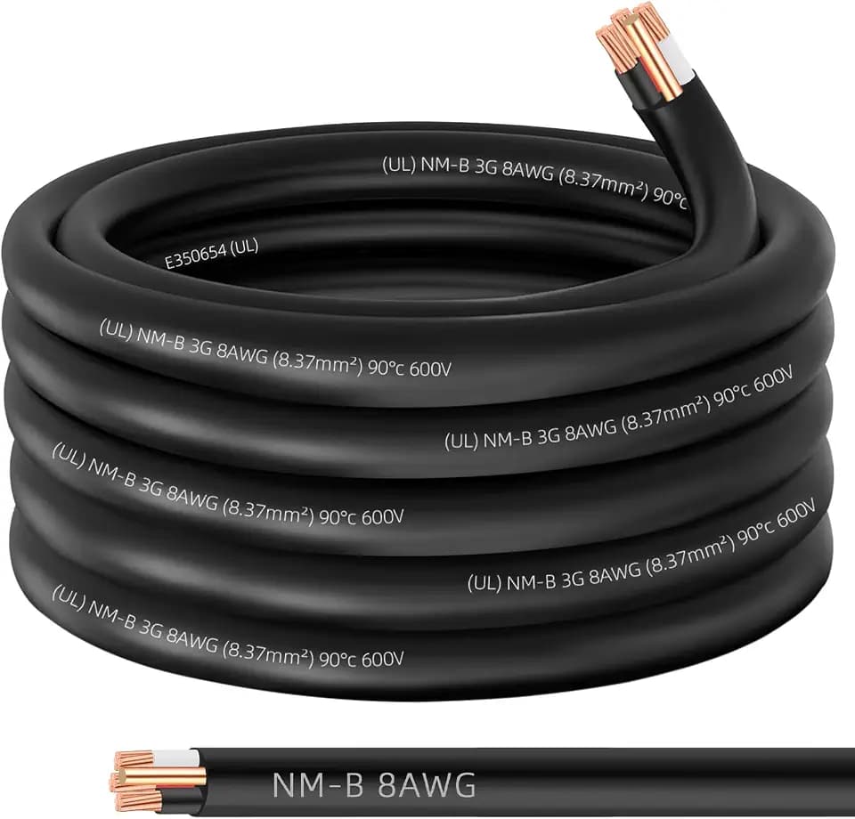 XMK 25ft NM-B 8/3 Wire with Ground,8/3 8 Gauge Wire Copper 8AWG 3 Conductor