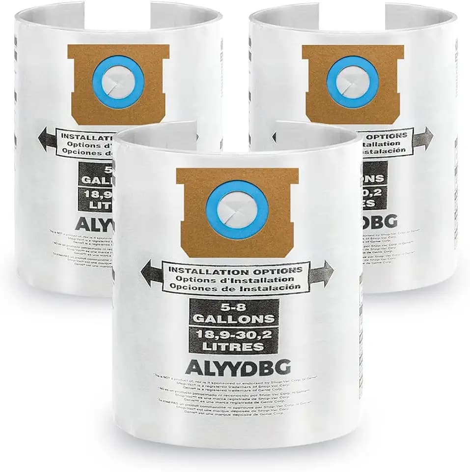 3 Pcs Shop Vac Bags 5-8 Gallon Type E/H 90661 90671 Filter Bags by ALYYDBG