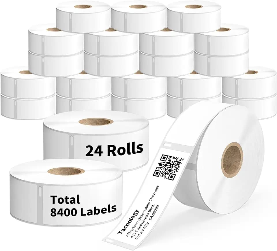 Tacnology 24 Rolls 8400 Labels Direct Thermal Labels Compatible with DYMO 30252 (1-1/8" x 3-1/2") Address & Barcode Labels for Dymo Label 450, 450 Turbo,4X & Zebra Desktop Printers
