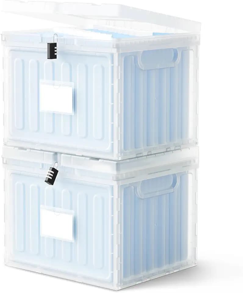 Oterri Lockable Plastic File Box with Lid for Letter-Size