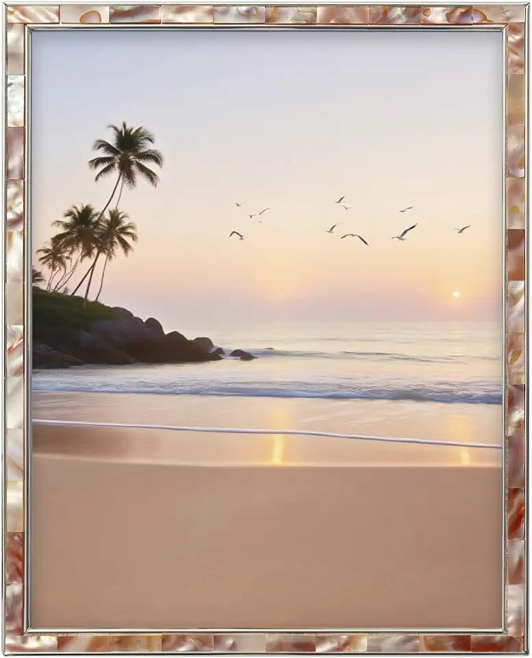 8x10 Mother of Pearl Shell Metal Picture Frame Colorful 1Pc