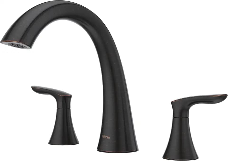 Pfister Weller Roman Tub Faucet 2-Handle Deck Mount Bathtub Filler Trim Kit with High Arc Spout 3-Hole Installation Tuscan Bronze Finish Valve Not Included RT65WRY