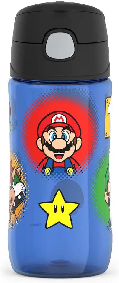 THERMOS FUNTAINER 16oz Plastic Bottle with Spout Lid, Mario