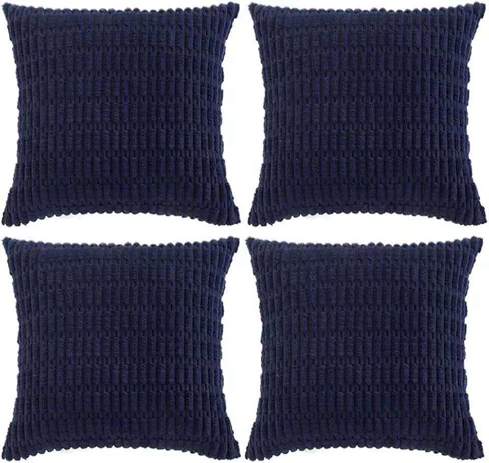 Fancy Homi 4 Packs Decorative Throw Pillow Covers for Living Room Couch Bed, Modern Farmhouse Boho Home Décor Accent Cushion Case, 22" x 22", Navy Blue