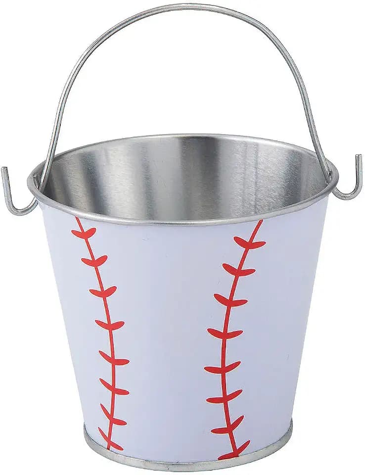 2 3/4" x 3 1/2" Mini Metal Baseball Pails - 12 Pc.