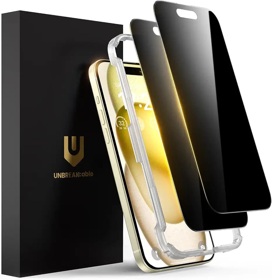 UNBREAKcable Privacy Screen Protector for iPhone 15 Plus, 2-Pack