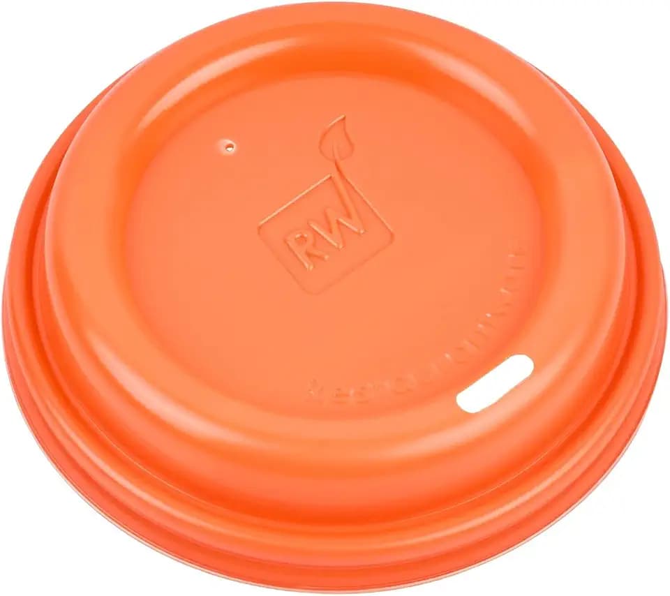 Restaurantware-Coffee Cup Lids Only For 8, 12, 16 and 20 oz Cups 25 Pack Of Disposable Orange Hot Cup Lids Leakproof Plastic Drink Covers Elevated Spout Air Flow Vent For Latte Espresso Beverages