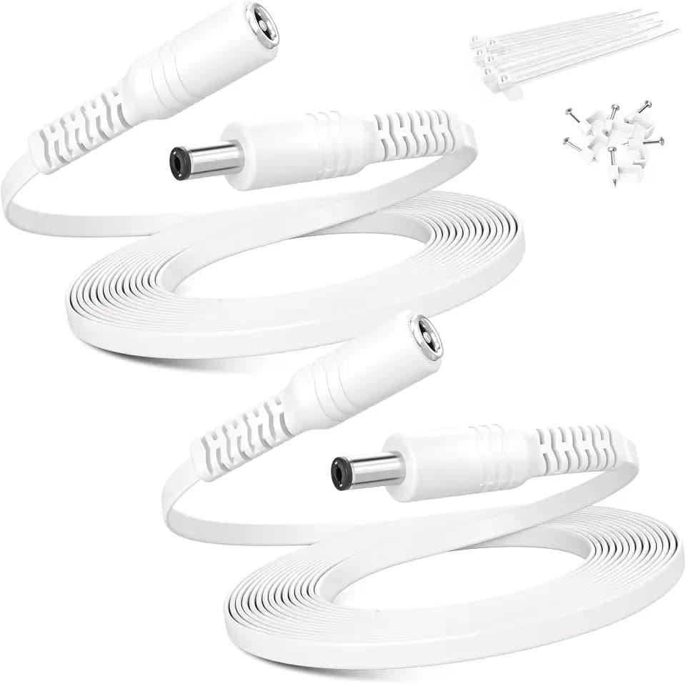 Basesailor DC 12V Verlängerungskabel 6M 2Pack,5,5mm x 2,1mm Flaches Kabel