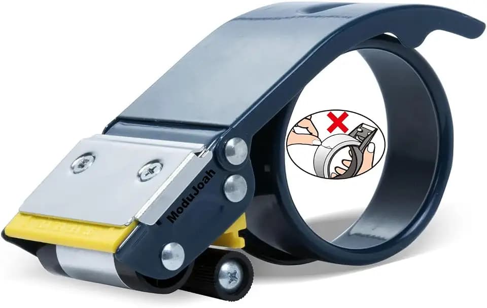 MDJ by Excell Heavy-Duty Metal 2 Inch Packaging Tape Dispenser with Safety Blade Cover, Anti-Backflow Design, for Commercial Packaging, Shipping, Moving, Carton and Box Sealing