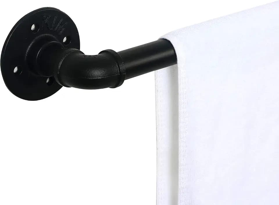 HouseAid 36 Inch Industrial Pipe Towel Bar, Farmhouse Rustic Towel Holder, Vintage Style Towel Rod for Bathroom, Wall Mounted, Matte Black