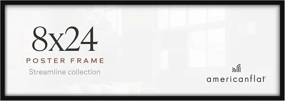 Americanflat 8x24 Picture Frame - Slim Molding - Black