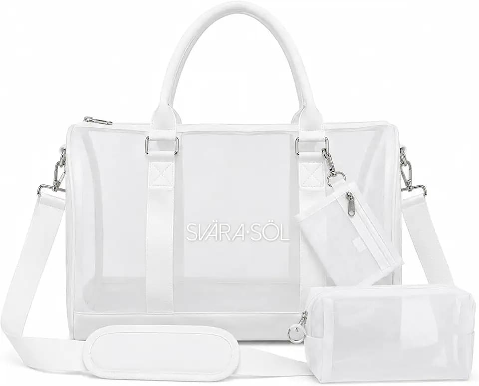 White XL Mesh Duffle Bag with Coin Purse Toiletry Bag, Everyday Gym Travel