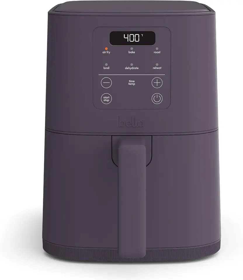 bella Fits-anywhere Slim 4qt Air Fryer, Non-Toxic Coating, Plum