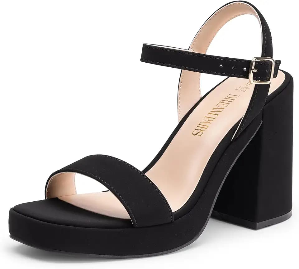 DREAM PAIRS Heels for Women Block Chunky Platform Sandal