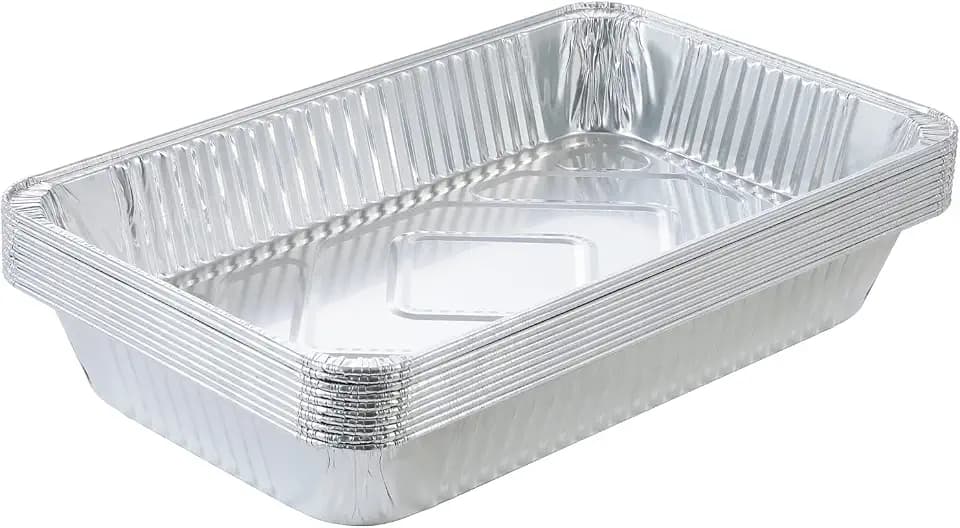 Waytiffer Aluminum Deep Foil Pans Full Size, Large Disposable Roasting & Baking Pan, 21"x13" (10 Pack) Extra Heavy Duty Chafing Trays for Hotels, Restaurants, Heating, Buffets & Bakeware