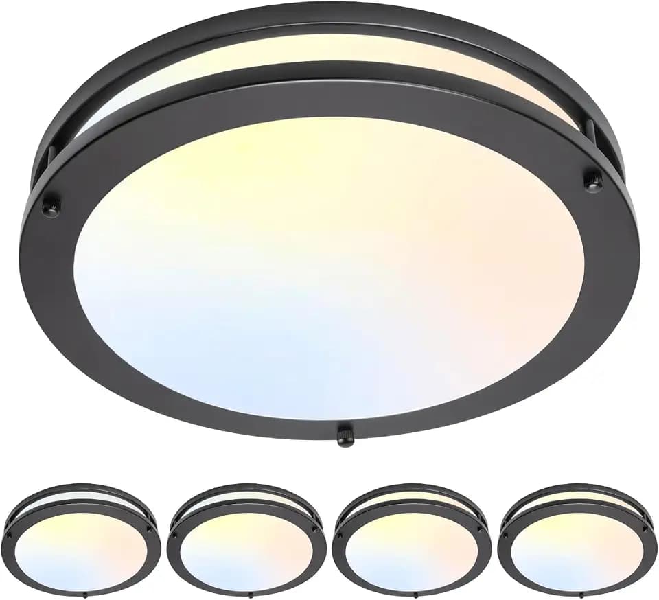 Black Flush Mount Ceiling Light - 4 Pack 24W 3000K/3500K/4000K/5000K/6000K Dimmable 10 Inch Led Ceiling Light Fixture for Bedroom Bathroom Kitchen Hallway (4, Black, 10 Inch)