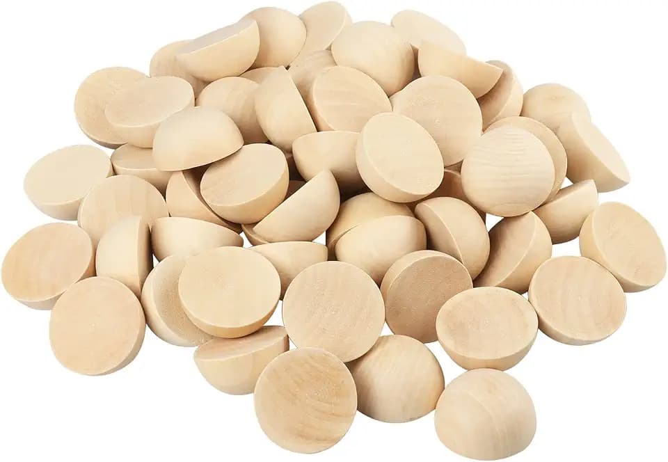 80 PCS 2 Inch Half Wood Balls, Split Wood Balls, Half Wooden Spheres, Half Round Balls, Suitable for Painting, Glass, Various Materials, DIY Jewelry Accessories and Craft Supplies, by GNIEMCKIN.