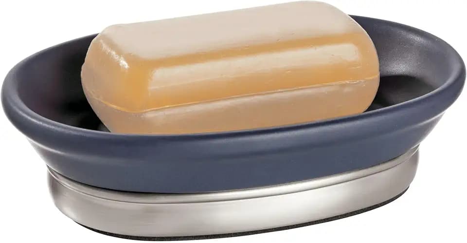 iDesign Soap Dish, Matte Navy/Brushed Nickel