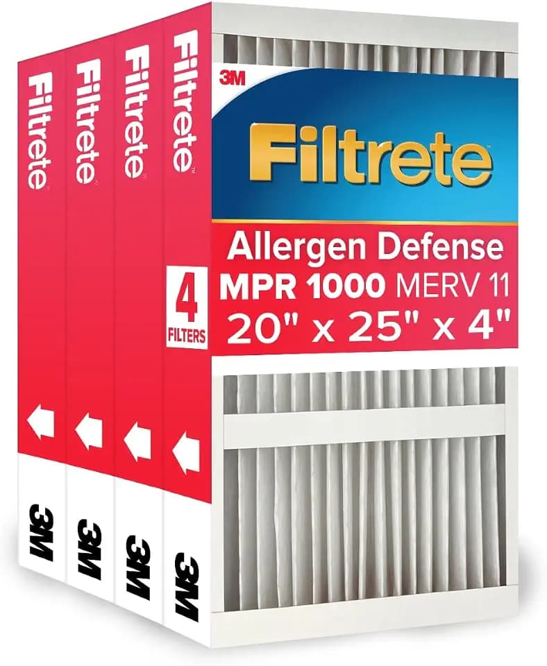 Filtrete 20x25x4 Air Filter MERV 11, MPR 1000 Micro Allergen Defense, 4-Pack