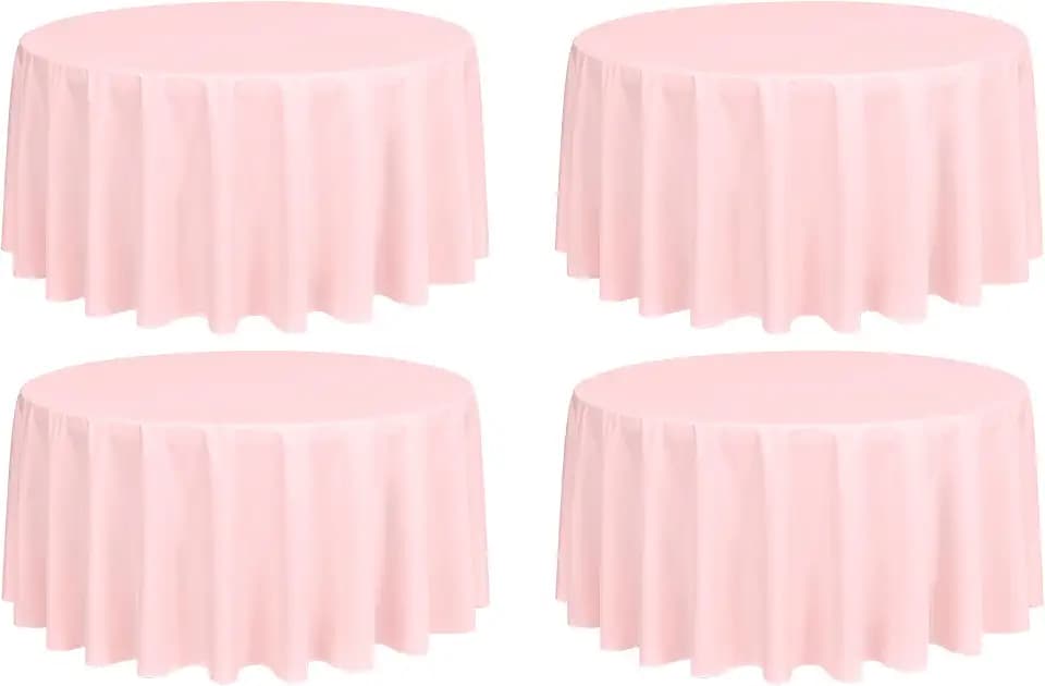 Showgeous 4 Pack Pink Polyester 120 Inch Round Tablecloths