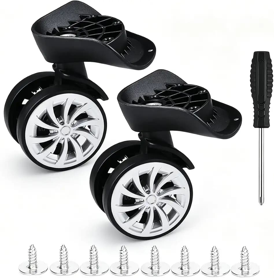 Luggage Wheels, 1Pair Swivel Suitcase Caster Wheels, Mute Double Row Large Wheel Replacement, Outdoor Draw Bar Box Code Case Suitcase Accessory