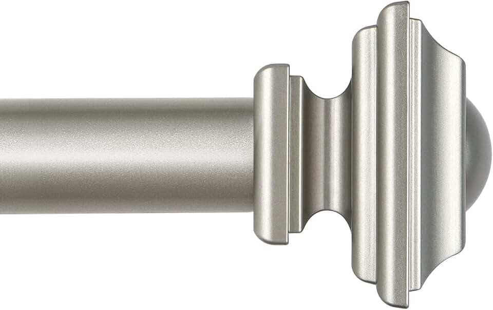 KAMANINA Silver Curtain Rod for Windows 72 to 144 Inch, Long Heavy Duty