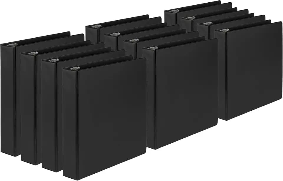 Samsill 2 Inch Document Storage Binder, 100% Recycled Chipboard, Round Ring, 3 Ring Binder, 12 Pack, Black