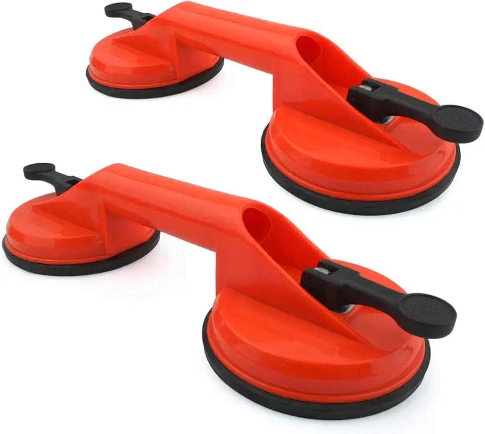 Incutex 2er Set Doppelsaugheber 100 kg Hebekapazität Glasheber Glassauger Vakuumheber Saugheber mit 2 Saugnäpfen – orange