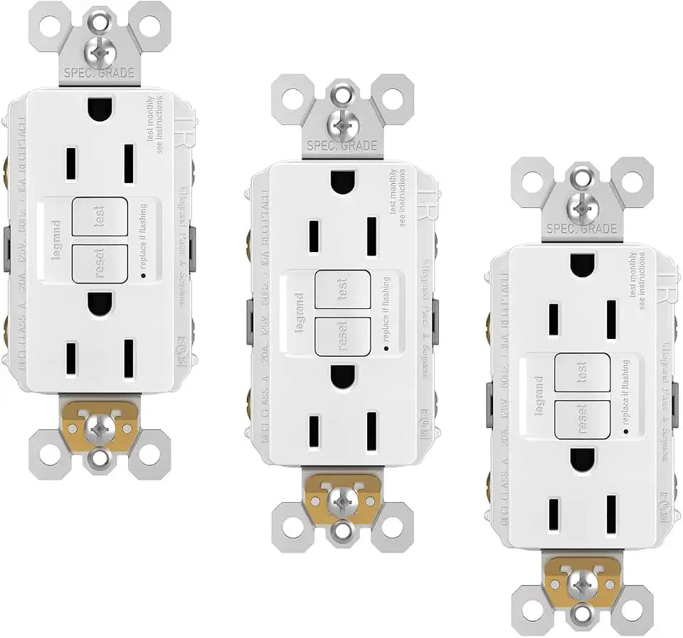Legrand radiant 15 Amp Tamper Resistant GFCI Duplex Outlet White 3 Pack