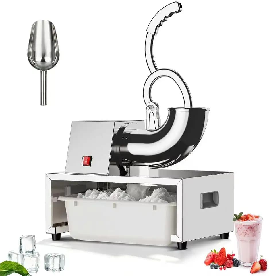 Commercial Snow Cone Machine, 440LB/H Professional shaved ice machine, 350W Electric Ice Crusher, Silver Stainless Steel, Fluffy Shave Ice Machines for Home, Parties, Dessert Shops & Bars