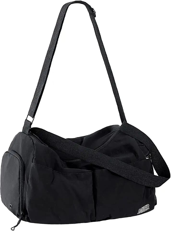MIER Small Gym Bag for Women with Shoe Compartment and Wet Pocket 19L Black