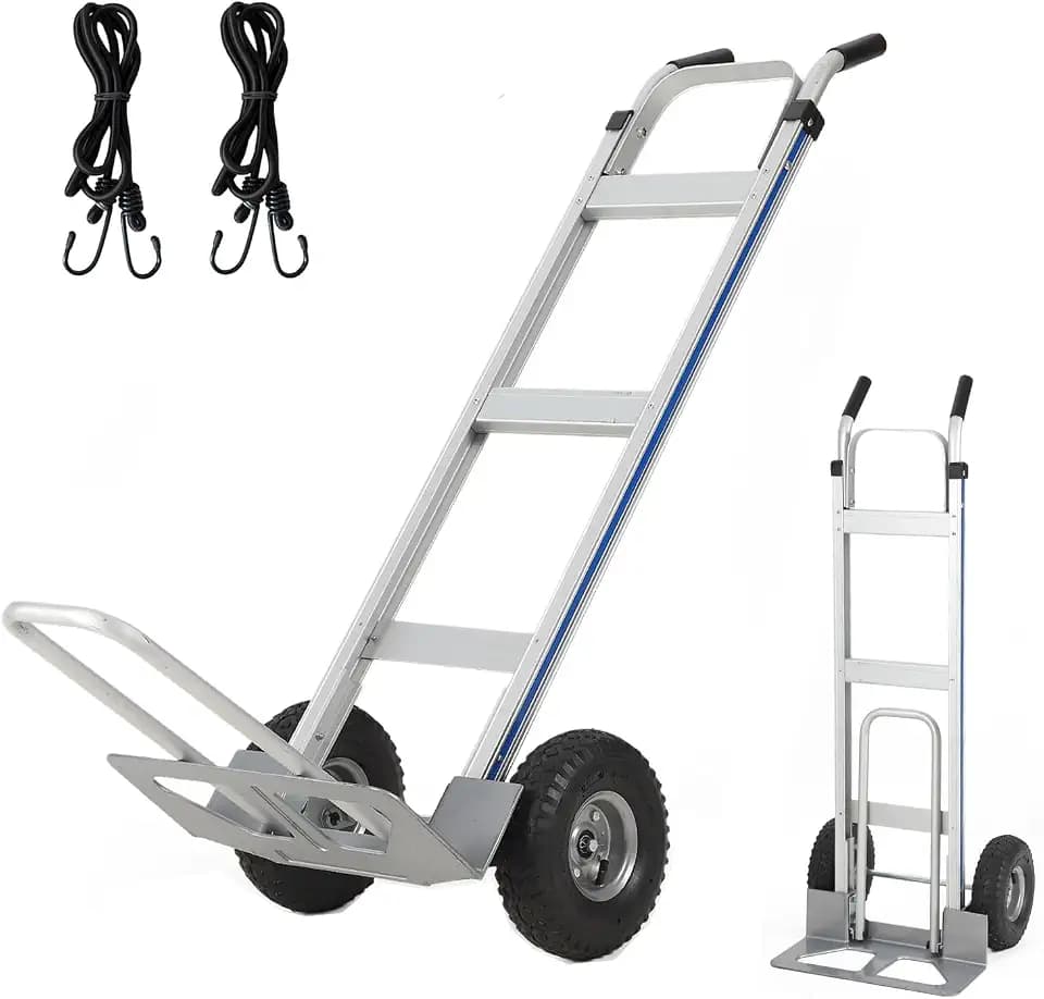 Aluminum Hand Truck Dolly Cart,600 LBS Capacity, with Extendable Base Plate
