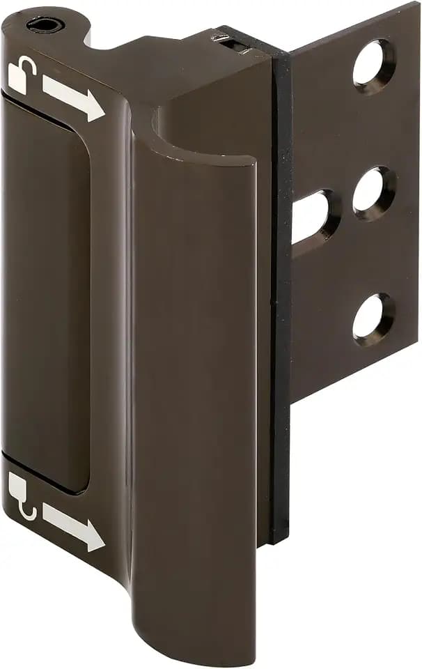 Prime-Line U 114707 New and Improved Door Reinforcement Lock with Integral Pull – Add Extra, High Security to Your Home and Prevent Unauthorized Entry – 3 in. Stop, Solid Brass, Bronze (Single Pack)