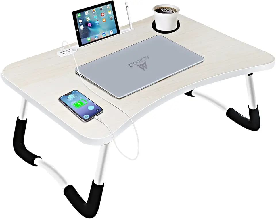 A3A ACADGQ Laptoptisch, Laptop Betttisch Klappbar, 60 x 40 cm, Weiß
