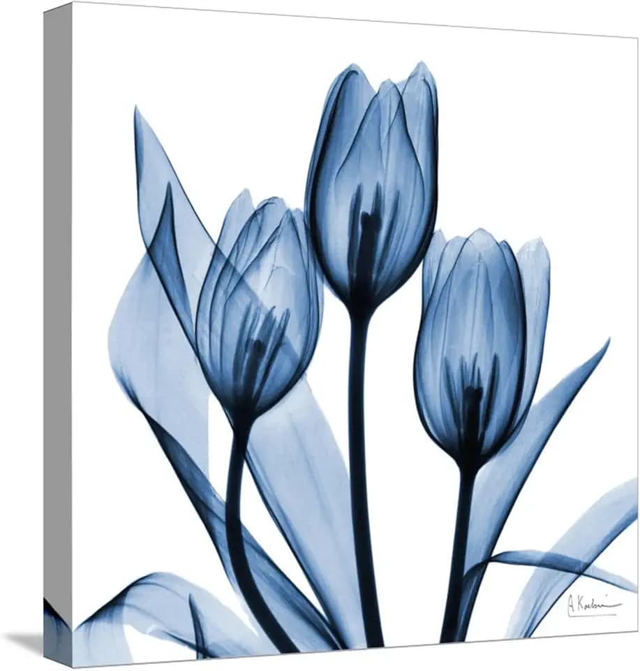 ART.COM Stretched Canvas Print Indigo Tulips by Albert Koetsier, 16" x 16"