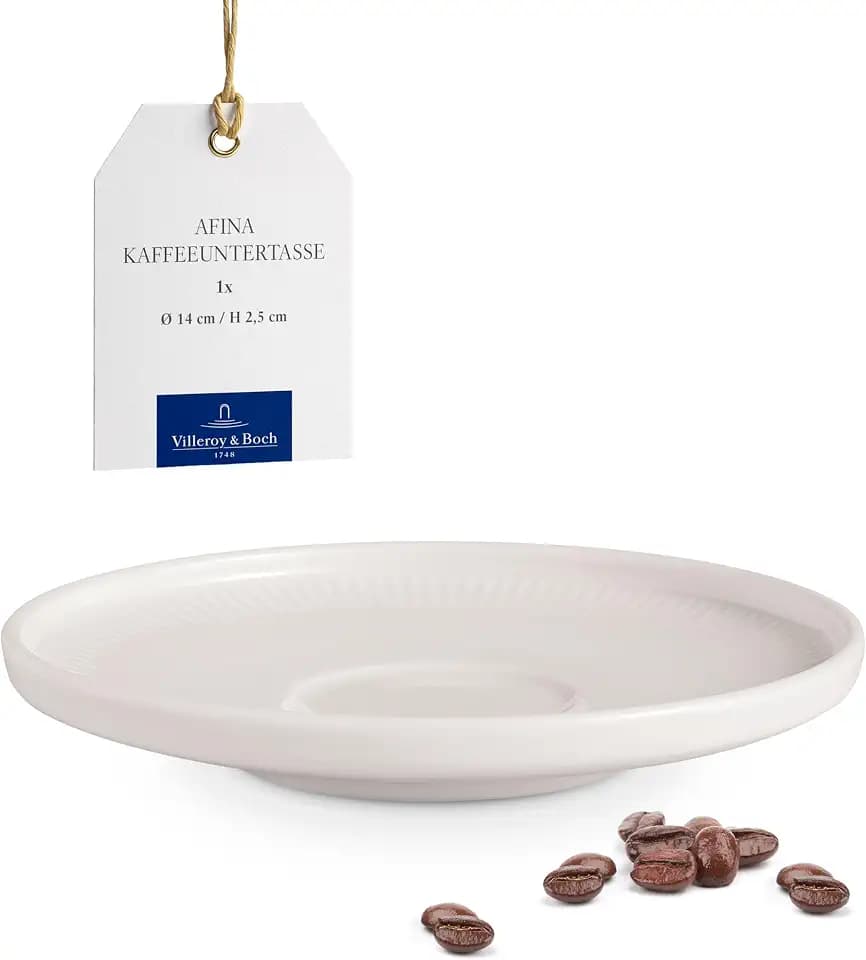 Villeroy & Boch Afina Coffee Cup Saucer, Premium Porcelain, Made in Germany, Dishwasher and Microwave Safe, 5.5 in, Stackable, White