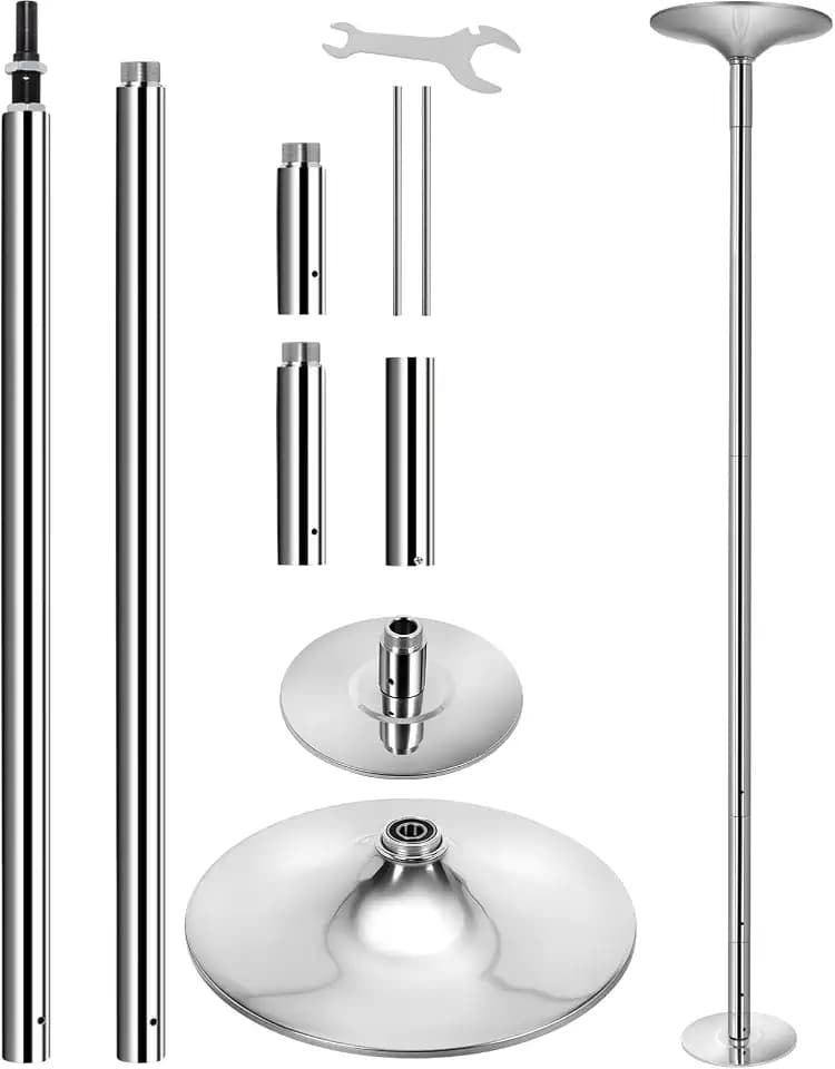 FAHKNS 45mm Silver Stripper Pole for Home Fitness, 7.6-9ft
