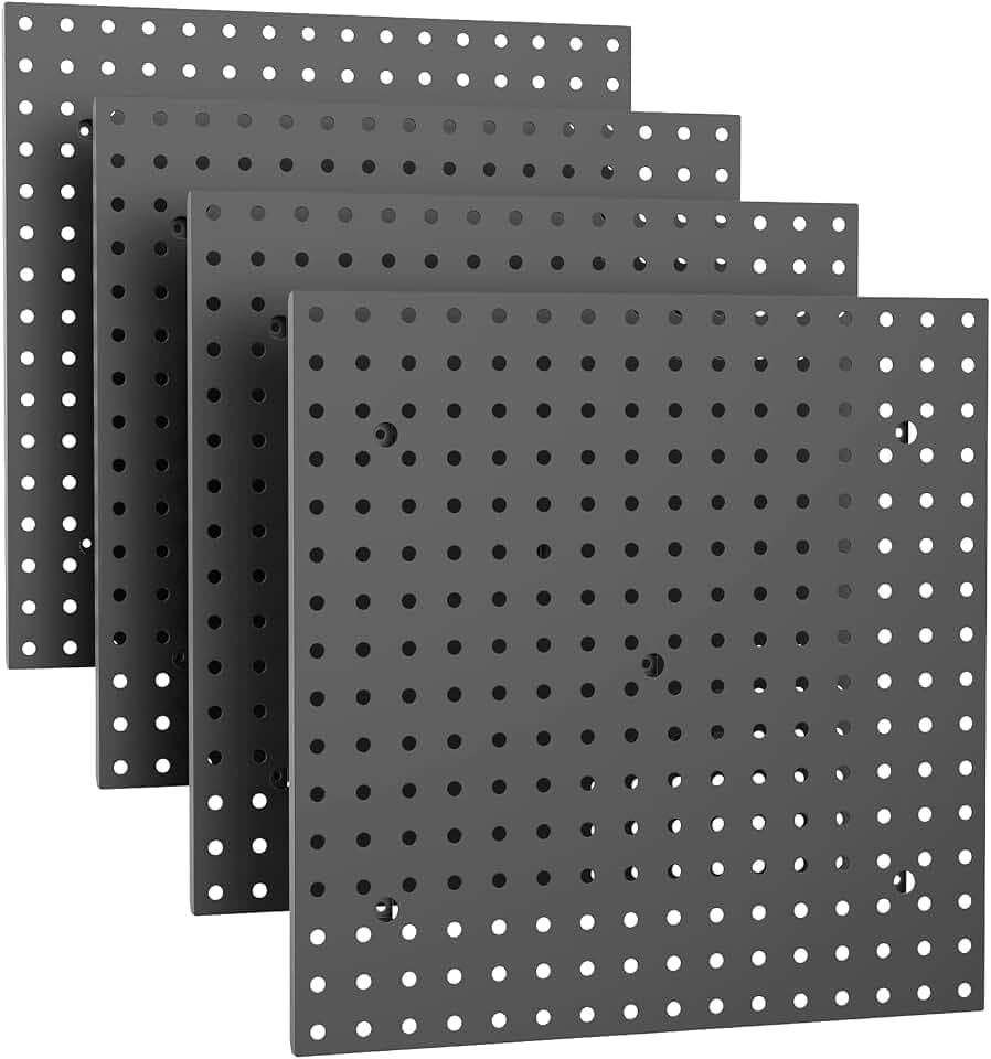WALMANN 4 PCS 16" x 16" Pegboard Panels for Wall, Tools Pegboard