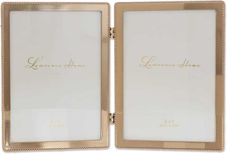Lawrence Frames Metal Frame, Caviar Bead, Gold, 5x7 Double