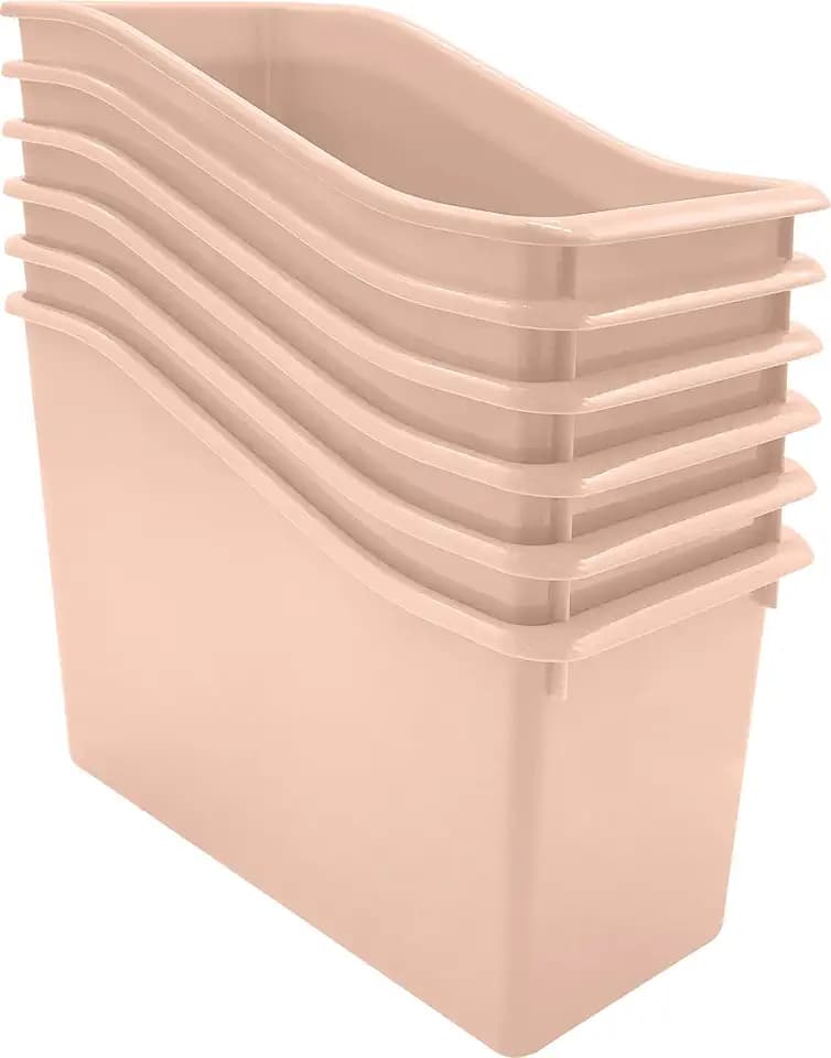 Teacher Created Resources Blush Plastic Book Bin 6-Pack (TCR2088685)