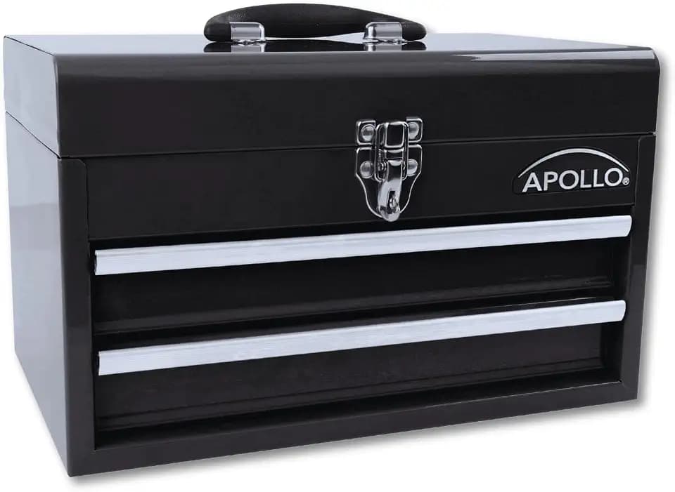 Apollo Hand & Power Tools Metal Tool Box, Black DT5010